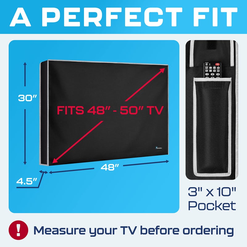 Garnetics Outdoor TV Cover 50 Inch â€“ Waterproof, Weatherproof TV Enclosures with Smart Shield Screen Protectors, Ideal for Outdoor Use, Moving, and Storage - Black - Image 3